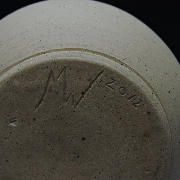 Stoneware Banded Glaze Magnolia Flower Vase Signed - Picture 13 of 15